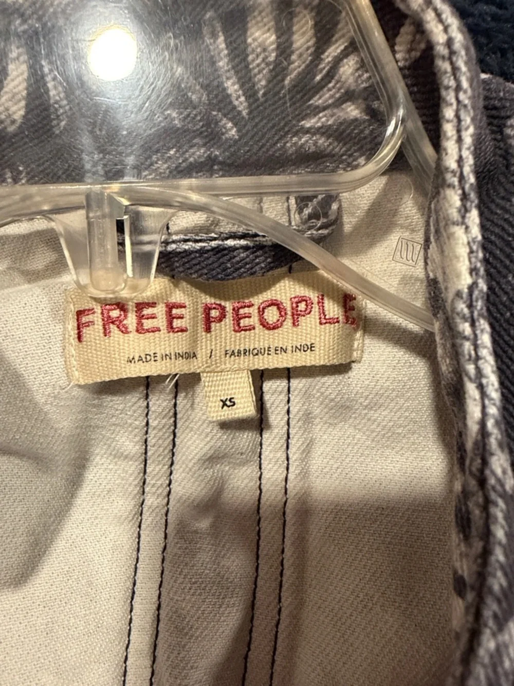 Free People Navy Blue Floral Drawstring Zip Jacket - Picture 3 of 3